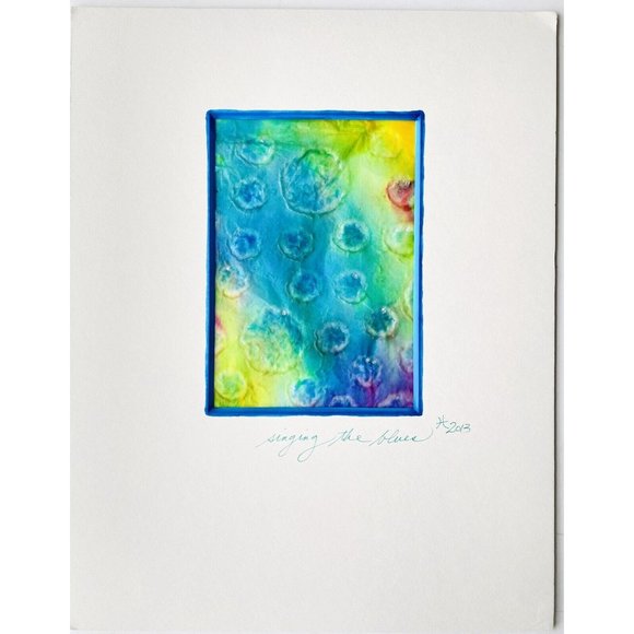 Original Art ‘Singing The Blues’ Encaustic Wax Painting 14”x11" Frame Ready - Picture 2 of 4